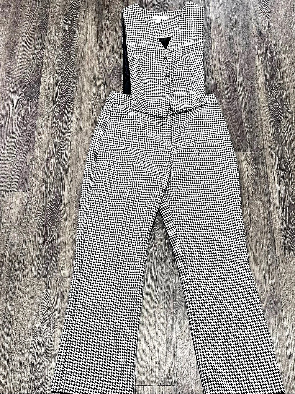 Topshop Houndstooth Wide Leg Jumpsuit in Black & White Size 6